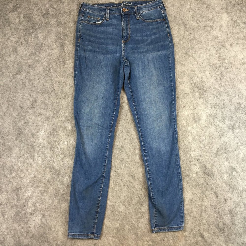 Universal Thread Jeans 6 28 High Rise Skinny Medium Wash Distressed Stretch Blue